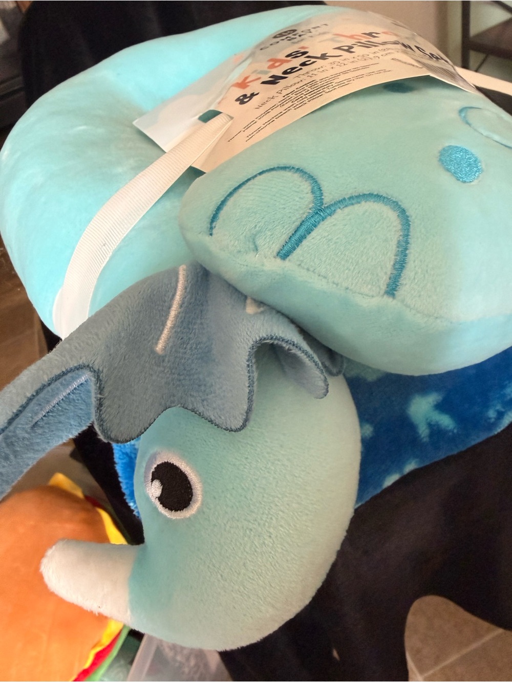 Plush Dinosaur Neck Pillow Travel Set With Throw Blanket